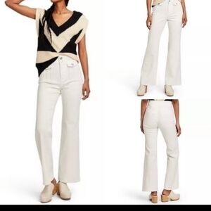 Victor Glemaud NWT Flare Jeans High Rise Denim Pants‎ Size 20W/22W Cloud Dancer
